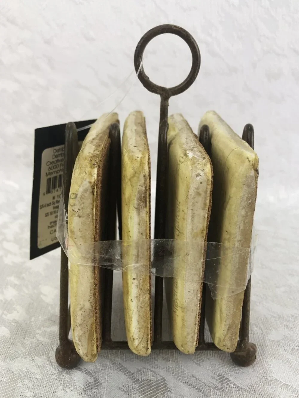 Creative Co-Op Corkscrew Artwork Resin Coasters (Set of 4) with Metal Stand NWT